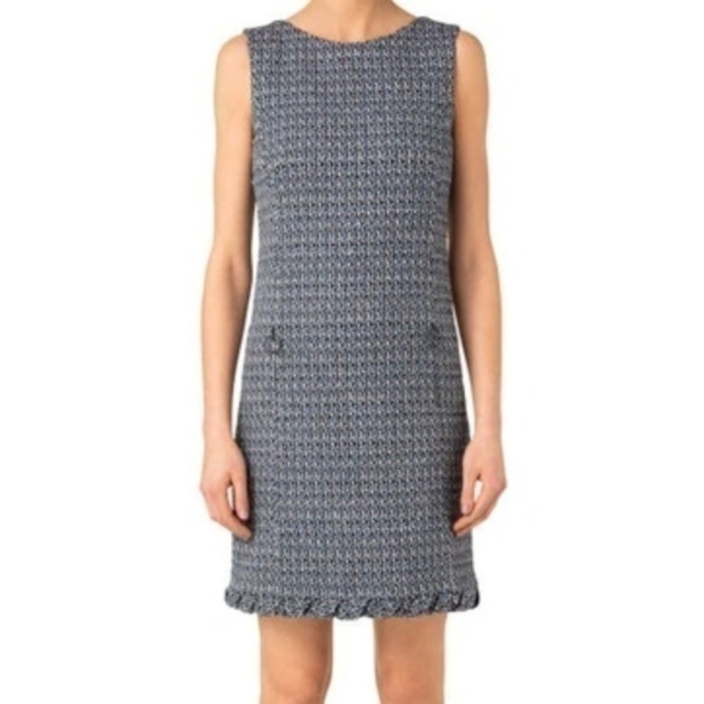 Akris Punto. Sleeveless Denim Tweed‎ Shift Dress.